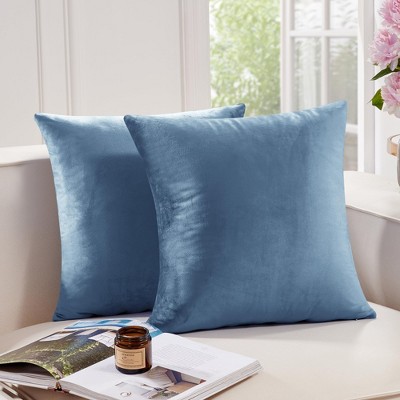 Deconovo Home Velvet Soft Decorative Pillow Covers Invisible Zipper Cushion Cover, 2-Pack