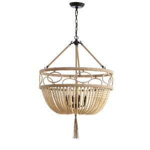 Whitley Pendant - Brown Wooden Finish/Dark Grey - Safavieh. - 1 of 4