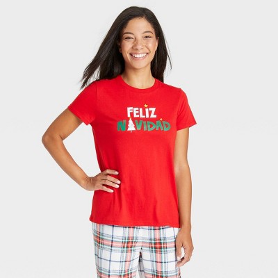 Women's Holiday Feliz Navidad Matching Family Pajama T-Shirt - Wondershop™ Red XS