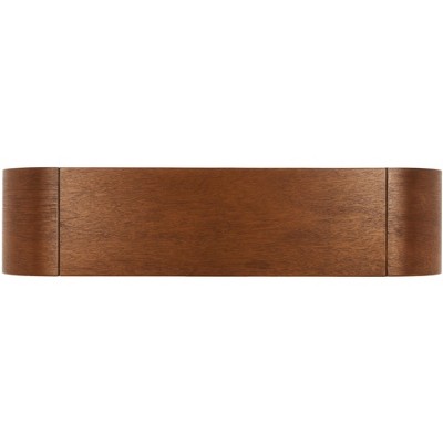 Natural Wood and Black Metal Curved Console Table