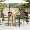 vidaXL 5-Piece Patio Bar Set - Black - Solid Wood Acacia and Poly Rattan Outdoor Furniture - Garden Deck Dining Set with Stools - 3 of 4