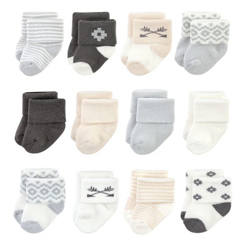 Hudson Baby Cotton Rich Newborn And Terry Socks, Gray Arrows 12-pack ...