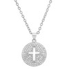 Steeltime Ladies brass simulated diamonds round cross pendant. Color Options: White, Gold - 2 of 4