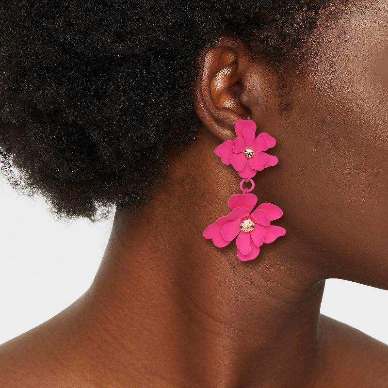 Sprayed Petals Double Drop Earrings - A New Day™, 3 of 7