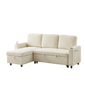 NicBex 78.7 Inch Linen L-Shaped Sofa Bed,Reversible Sleeper Sofa with Pullout Bed for Office,Living Room,Apartment - 1 of 4