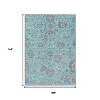 Teal Blue Taupe And Ivory Floral Washable Indoor Outdoor Area Rug - 3 of 4