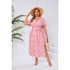 Plus Size Boho Dress Wrap V Neck Maxi Dress - 3 of 4