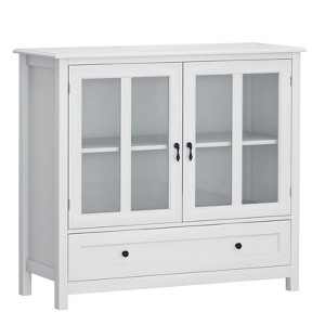 NicBex Sideboard Cabinet with 2 Glass Door and Drawers Modern Buffet Cabinet with Bell Handles for Kitchen,Living Room,White - 1 of 4