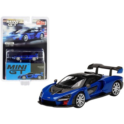 McLaren Senna Antares Blue Metallic w/ Black Top Ltd Ed to 1200 pieces Worldwide 1/64 Diecast Model Car by True Scale Miniatures