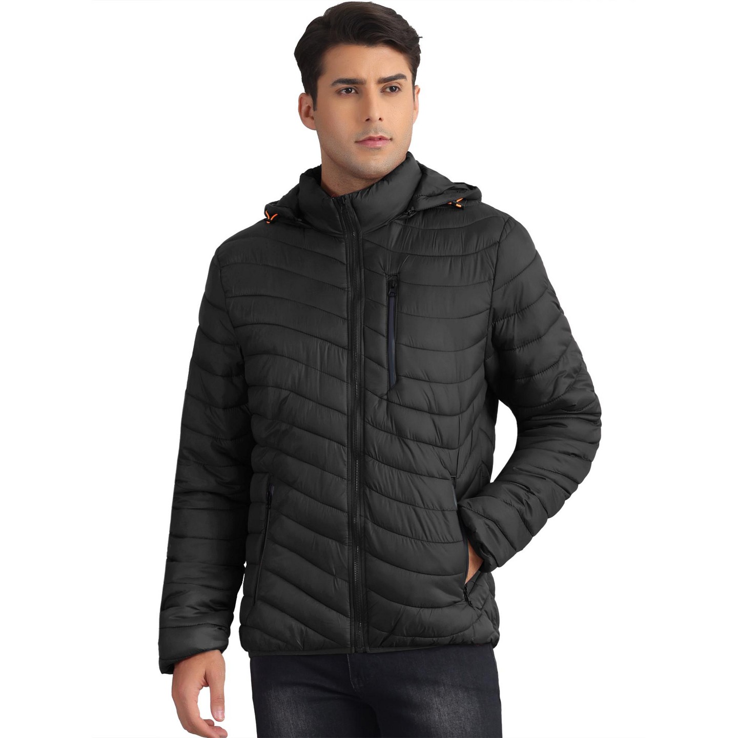 Мужская куртка Lars Amadeus Winter Zipper Padded Detachable Hooded Warm Puffer Jackets Black, цвет: Чёрный — фото 1