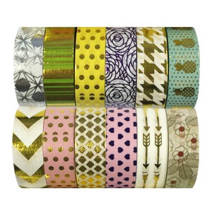 Wrapables Washi Tapes Decorative Masking Tapes, Set of 12 - 1 of 4