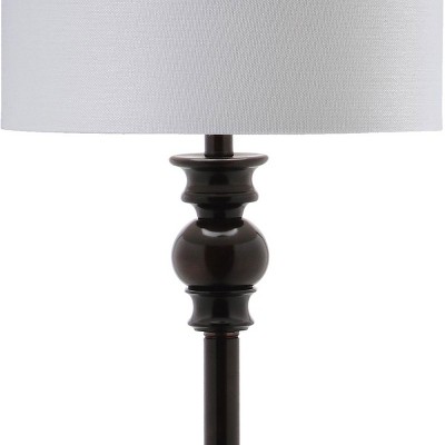Alphie Ebony 61" Traditional Floor Lamp with Off-White Cotton Shade