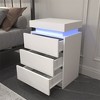 LED Nightstand With 3 Storage Drawers, Modern Multi-Color LED Night Table Bedside Table, Easy Assembly Modern Wooden End Table For Bedroom - 3 of 4