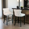 Leovsnove Counter Height Bar Stools Set of 2, 27" Velvet Bar Stools with Button Back and Nailhead Trim, Upholstered Bar Stool with Wooden Legs - 3 of 4