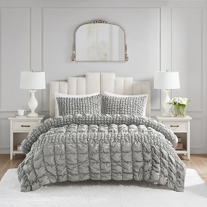 3 Pcs Elegant Elastic Embroidery Comforter Set,All Season Home Textile Microfiber Bedding Set fits Lux Bedroom Decor - 1 of 4