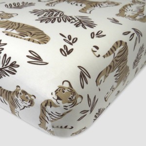 Honest Baby Organic Cotton Fitted Crib Sheet - Tiger Cub - 1 of 4
