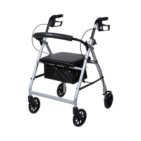 Outdoor Silver Lightweight Aluminum Four Wheel Adult Walker with