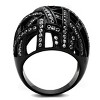 Slickblue Women’s Black IP Stainless Steel Ring with Clear CZ Stones, Geometric Pave Design, Sizes 5-10 - 2 of 4