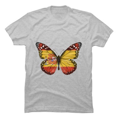 Men's Design By Humans Butterfly Flag Of Spain By GiftsIdeas T-Shirt