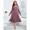 Plus Size Women's Ribbed Knit Maxi Dress - High Waist, Side Pockets, Round Neck Long Ankle-Length Dress - 2 of 4