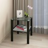Set of 2, Glass two layer tea table, small round table, bedroom corner table, living room side table, Transparent - 3 of 4