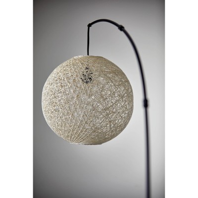 Havana Bronze Arc Floor Lamp with Cream Rattan Shade