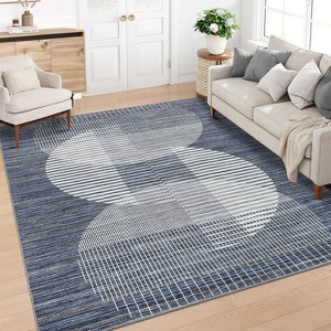 Washable Area Rug - Modern Geometric Soft Non-Slip Carpet Contemporary Ultra Thin Floor Cover for Living Room Bedroom Dining Room Kitchen - 1 of 4