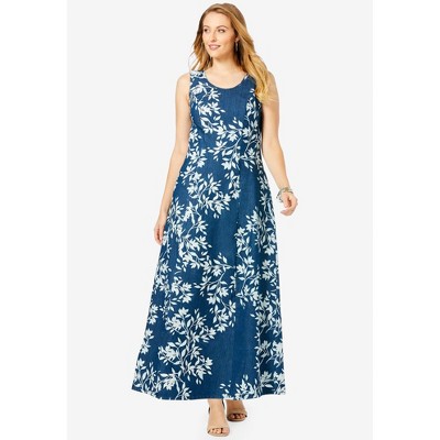 Jessica London Women's Plus Size Denim Maxi Dress