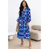 Amaryllis Women's Sleeveless Tiered Maxi Dress Collared V-Neck Relaxed Fit Floral Print Flowy Dress - 3 of 4