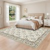 Washable Living Room Rug 8x10 Large Floral Print Area Rug with Non-Slip Backing, Stain-Resistant Farmhouse Soft Low Pile Floor Cover - 3 of 4