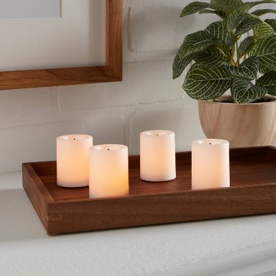 4pk LED Votive Flameless Black Wick Candle White - Threshold™