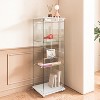KTMBDW Glass Display Cabinet 3/4-Shelf with Door and Lock, Curio Cabinets, Tempered Glass Floor Standing Bookshelf for Bedroom, Living Room, Office - 3 of 4