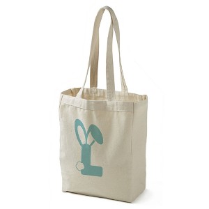 Bunny Monogram Canvas Tote Bags, Blue - 1 of 2