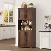 Space-Maximizing 67" Gray Cabinet: Tempered Glass Door Pantry w/ Adjustable Shelves - Bathroom Storage to Living Room Display Solution - 3 of 4