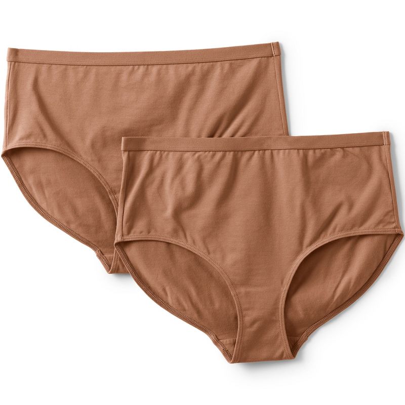 Lands' End Women's Comfort Knit High Rise Brief Underwear - 2 Pack, 3 of 6