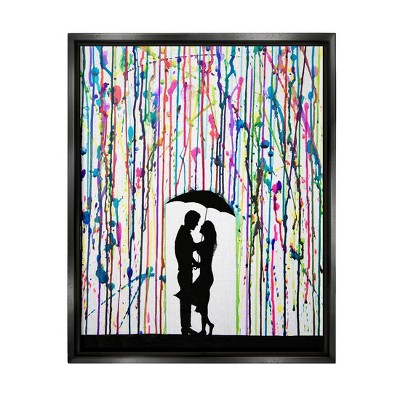 Stupell Industries Modern Romantic Rainfall Silhouette Framed Floater Canvas Wall Art