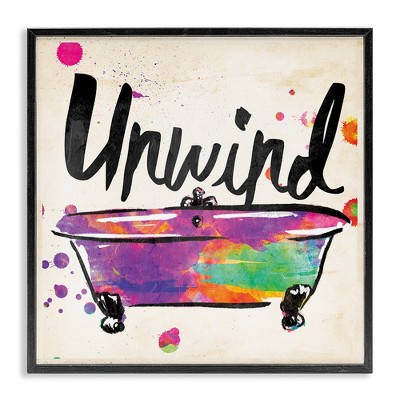 Stupell Industries Unwind Rainbow Colors Icon Bath, 12" x 12"