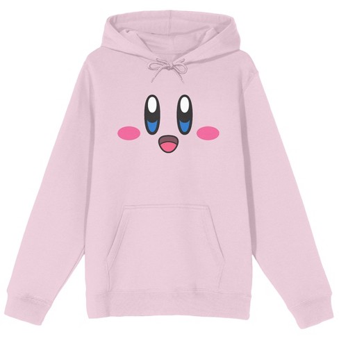 Kirby Happy Big Face Long Sleeve Cradle Pink Men s Hooded Sweatshirt Small