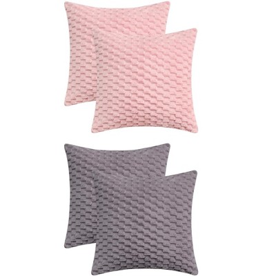 REGALWOVEN 4 Pcs Soft Fuzzy Plush Decorative Throw Pillow Covers for Sofa Couch Bed Living Room