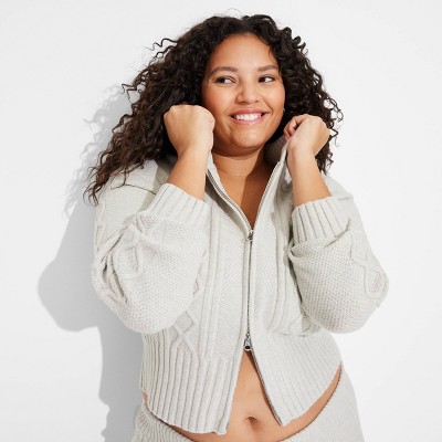Women's Cable Zip Hoodie Sweatshirt - Wild Fable™