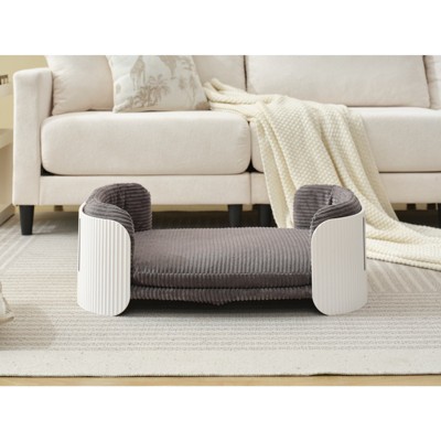 VisioGear Pet Beds, Cat Beds with Removable Mattress Cover, Pet Bed for Kitty, Puppy or Small Animal, Gray, White, 33.46"*20.07"*10.23"