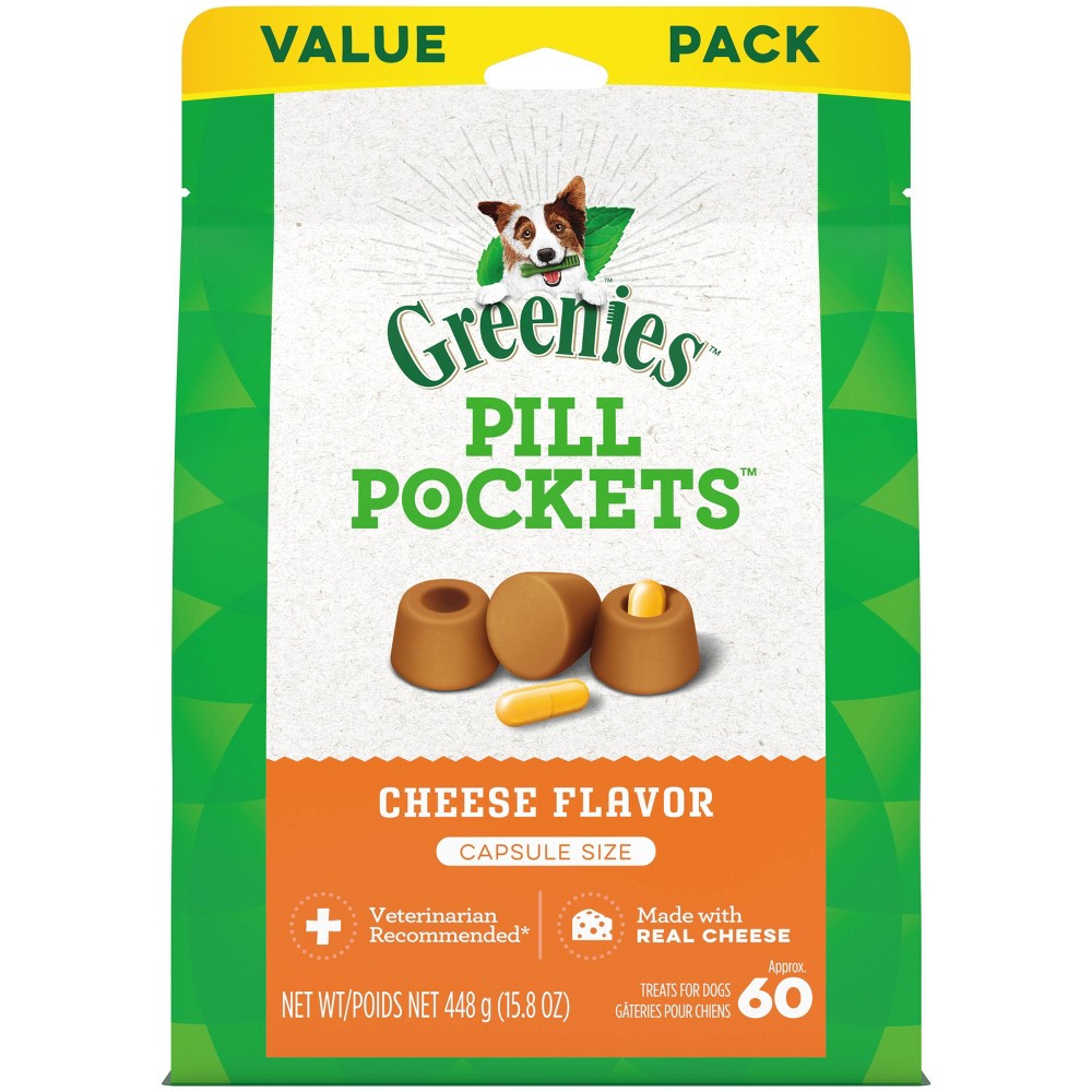 Photos - Dog Food Greenies Pill Pockets Capsule Size Cheese Flavor Chewy Dog Treats - 15.8oz 