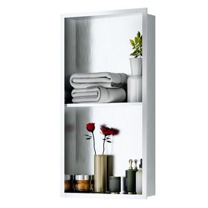 Stainless Steel Shower Niche, 12" X 24" No Tile Needed Recessed Shower Niche Shelf,Modern Wall Storage Niche for Bathroom Storage - 1 of 4