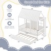 Costway Twin Size House Bed with Trundle Fence Decor Wooden Windows Tall Roof - 3 of 4