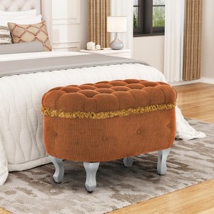 KWPZQEB 29.5" Ottoman with Storage, Storage Ottoman Bench with Button-Tufted & Fringe, Upholstered End of Bed Ottomans, Modern Entryway Bench - 1 of 4
