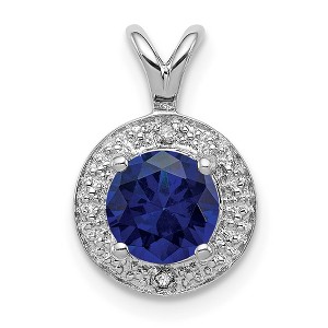 Black Bow Jewelry Rhodium Plated Sterling Silver, Diamond & Gemstone Pendant, 10mm - 1 of 4