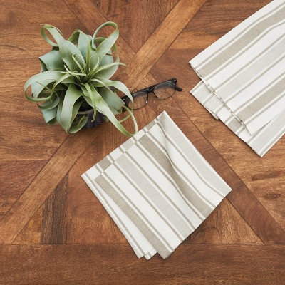 Chandler Stripe Black and White Cotton Napkin Set of 6