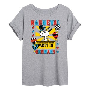 Women's - Peanuts - Karneval Biggest Oldest Party Germany Oversized Graphic T-Shirt - 1 of 4