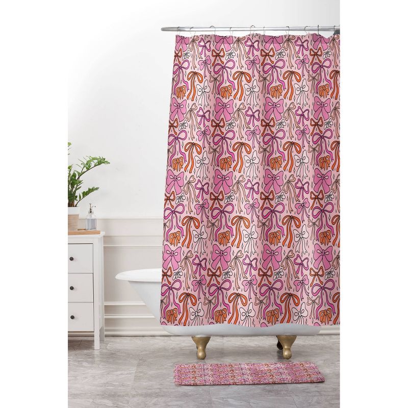 Deny Designs Doodle By Meg Pink Bow Print Shower Curtain, 4 of 5