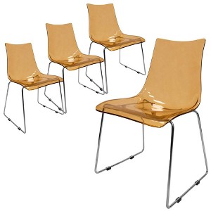 LeisureMod Lima Modern Acrylic Chair, Set of 4 - 1 of 4